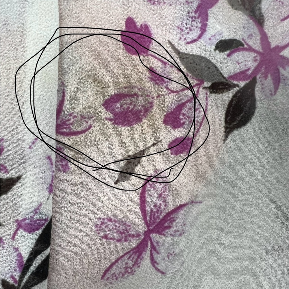 Torrid sz. 4 Sheer Blouse with purple and black flowers, Plus Size - Picture 7 of 8